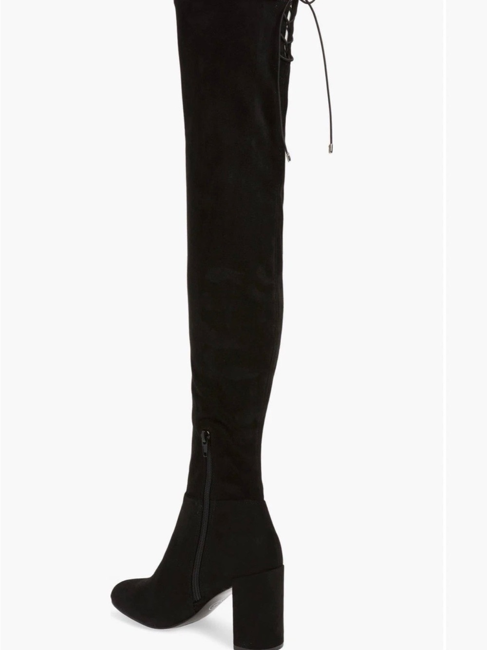 Chinese Laundry Black Over-the-Knee Suede Block Heel Boots - Picture 3 of 3